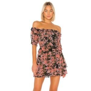NWOT MISA Los Angeles Cela Sunset Floral Dress Off the Shoulder